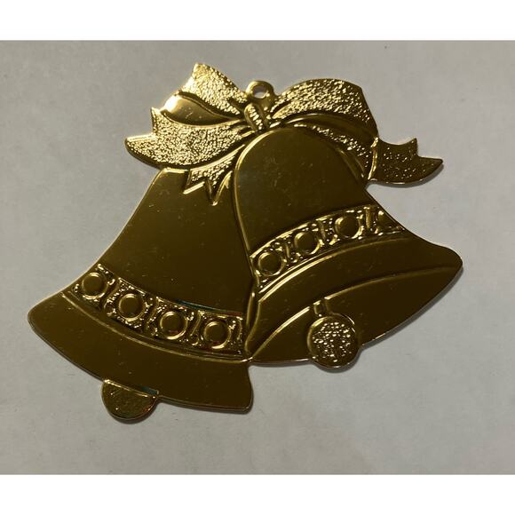 Gold Brass Double Bell Christmas Tree Ornament Gloria Duchin - Picture 4 of 6